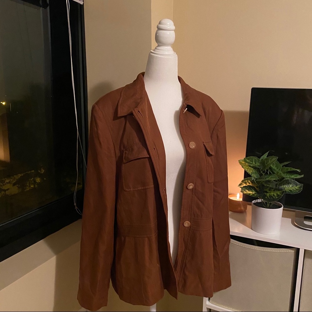 Talbots Brown Lightweight Button Up Jacket - image 1